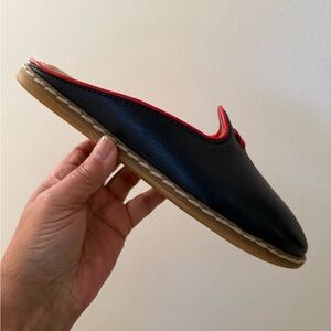 Charix Navy Slip-On Loafers with Contrasting Red Trim